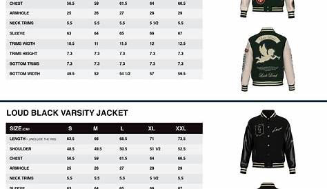 youth varsity jacket size chart