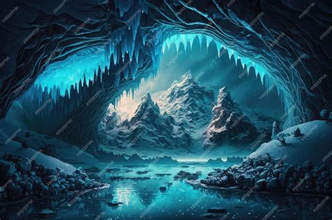 Premium Ai Image A Mysterious Frozen Cavern With Glimmering Ice