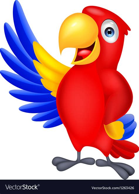 Bird icons ( 167 ). Macaw bird cartoon waving Royalty Free Vector Image