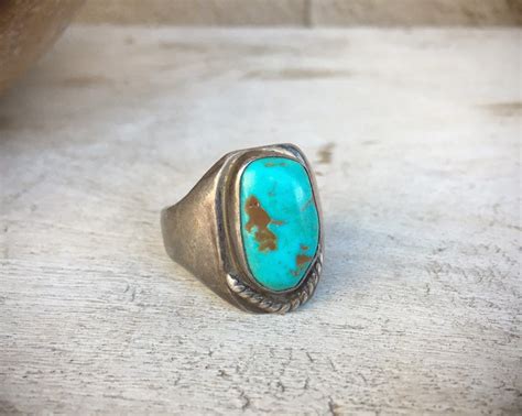 Vintage Turquoise Ring For Men Size Native American Indian Jewelry