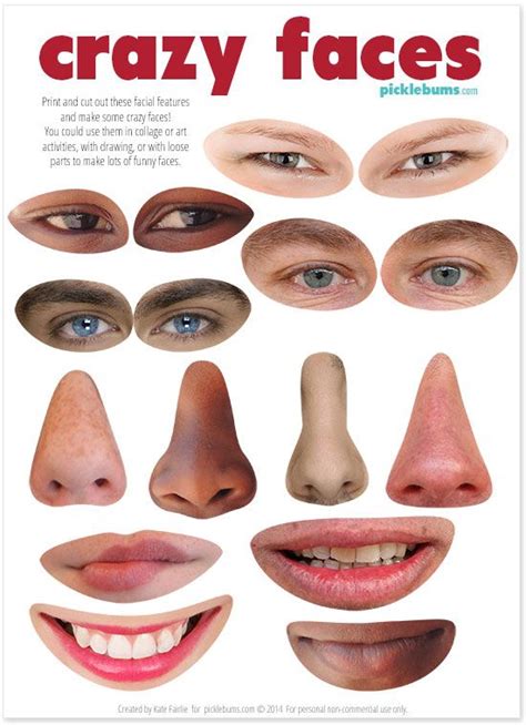 Face, front part of the head that, in vertebrates, houses the sense organs of vision and smell as well as the mouth and jaws. Crazy Faces Loose Parts Play | Crazy faces, Face cut out ...