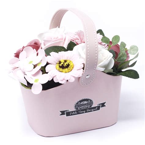 Pastel pink flowers for sale. Pastel Pink Flower Bouquet in Small Gift Basket - Gifts 2go™