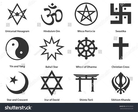 Icon Set World Religious Symbols Stock Illustration 687623920