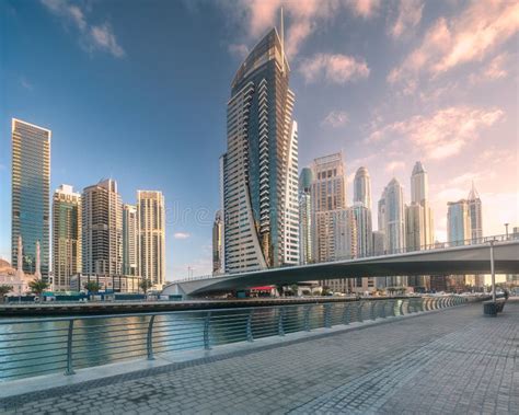 Day View Of Dubai Marina Bay With Bridge Uae Stock Photo Image Of