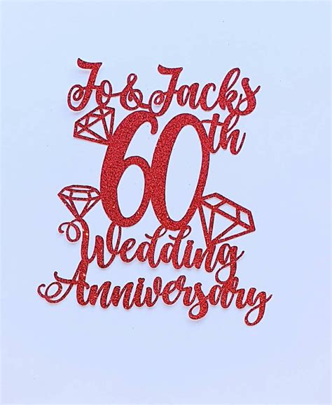 60th wedding anniversary cake topper diamond wedding etsy uk