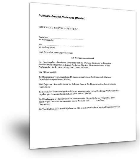 Servicevertrag planung und bau projekt. Muster eines Software-Service-Vertrages Standardvertraege.de