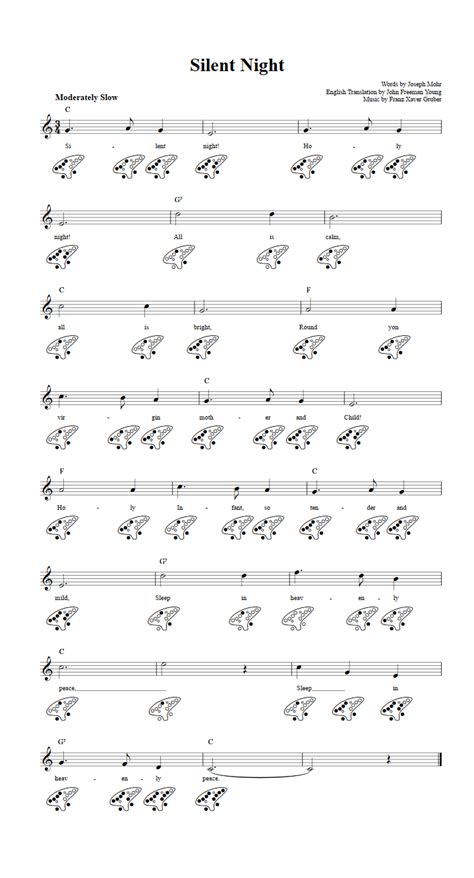 Silent Night Chords Sheet Music And Tab For 12 Hole