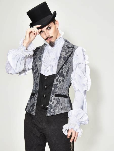 Sliver Vintage Gothic Victorian Waistcoat For Men Uk