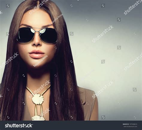 Beauty Fashion Model Girl With Long Brown Hair Wearing Stylish