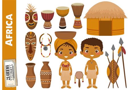 Africa Clipart Zulu Tribe Digital Clip Art Africa Graphics