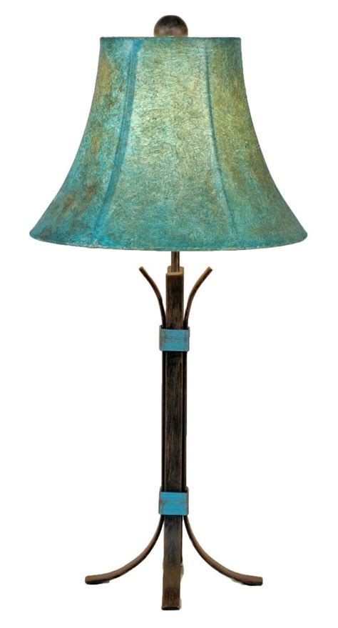 Turquoise Southwest Iron Table Lamp And Shade 25 Inch Turquoise Lamp
