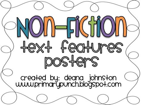 Non Fiction Text Features Posters Nonfiction Texts Reading Classroom