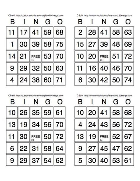 Printable Bingo Calling Cards Printable Word Searches
