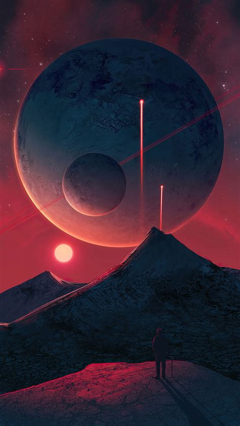 Night Sky Planet Landscape Scenery Sci Fi Digital Art Hd Phone