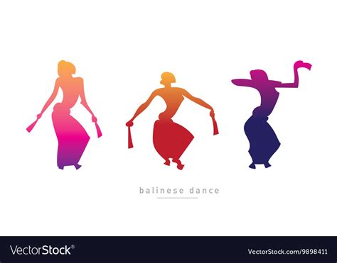 Silhouette Girls Dancing Balinese Dance Royalty Free Vector
