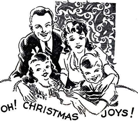 Vintage Christmas Clip Art Black And White