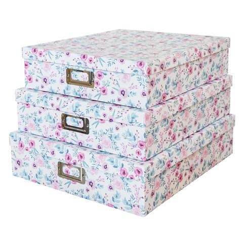 Soul And Lane Decorative Storage Cardboard Boxes With Flower Design Set