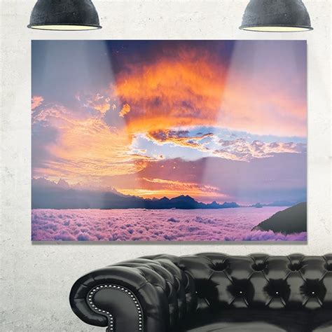 Shop Bright Panoramic Sunset Over Sea Extra Large Glossy Metal Wall