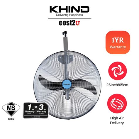 Khind 26 Industrial Wall Fan Heavy Duty Strong Wind Wf2602 Kipas