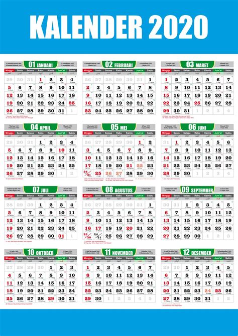 Kalender 2021 lengkap dengan hijriyah pdf. Download kalender cdr masehi hijriyah jawa Lengkap 2020 ...
