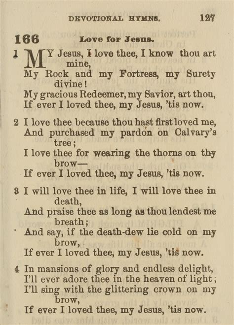 My Jesus I Love Thee — Hymnology Archive