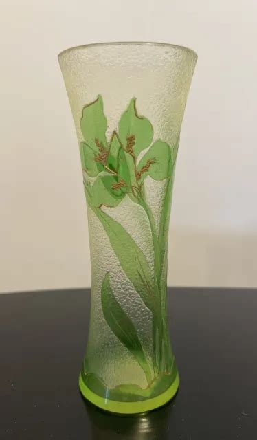 Karlesbad Moser Bohemian Green Art Glass Vase Enamel And Gilt Flowers Antique 780 00 Picclick
