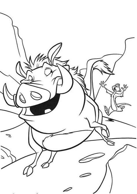 Timon And Pumbaa Running Very Fast Coloring Page Coloring Sun Lion