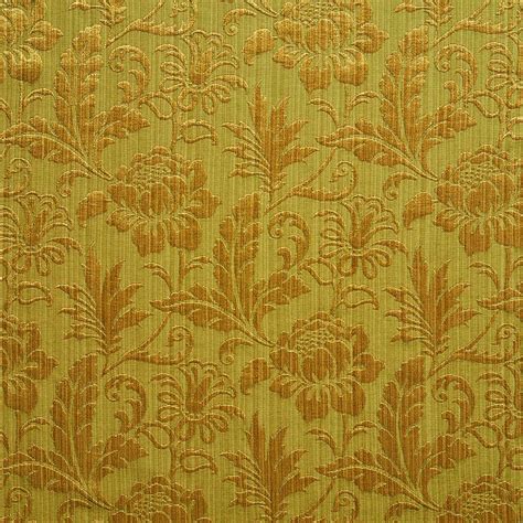Lime Green Two Toned Floral Metallic Sheen Upholstery Fabric By The Yard