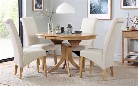 Select from round, oval, rectangular, and extension dining tables; Hudson Round Oak Extending Dining Table with 4 Richmond ...