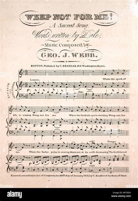 Sheet Music Cover Image Of The Song Weep Not For Me A Sacred Song