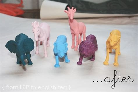 Diy Painted Plastic Animalsfrom L To English Tea Diy