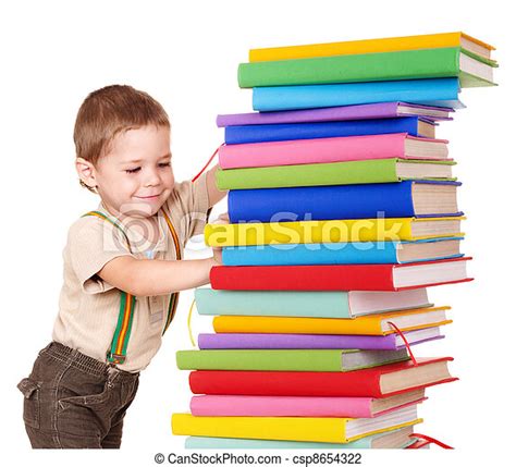 Child Reading Pile Of Books Little Boy Reading Pile Of Books Canstock