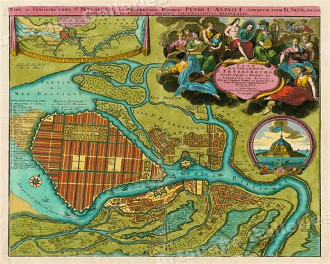 1723 St Petersburg Russia Historic Vintage Style Wall Map