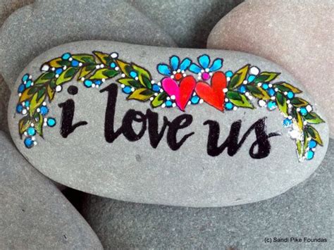 I Love Us Painted Stones Painted Rocks Paperweights Anniversary