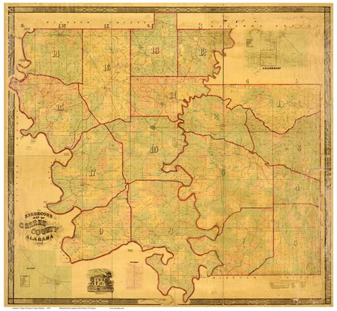 Greene County Alabama 1858 Old Map Reprint Old Maps