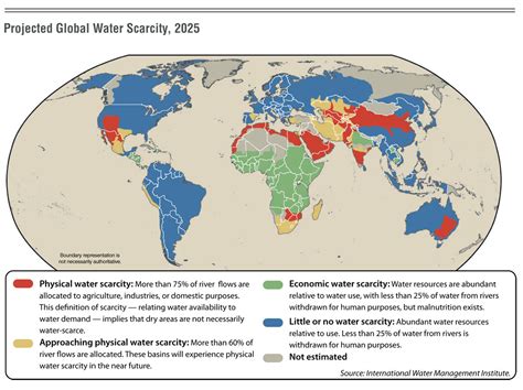 Projected Global Water Scarcity 2025 World Map World Mappery