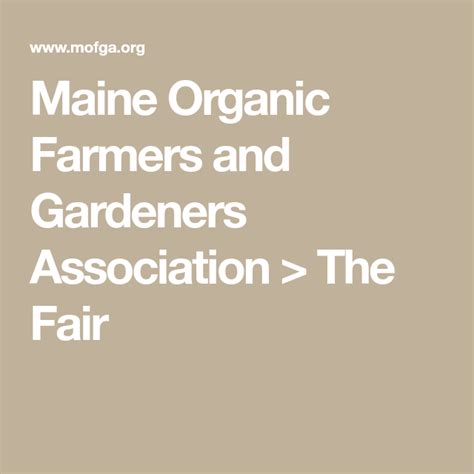 The Fair Maine Organic Farmers And Gardeners Farmer Fair Organic