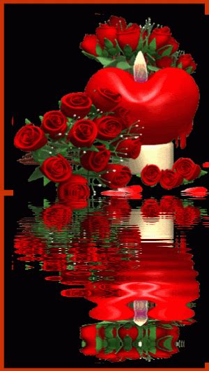 Heart Candle Red Rose Reflection Images Amour Amour  Joyeux