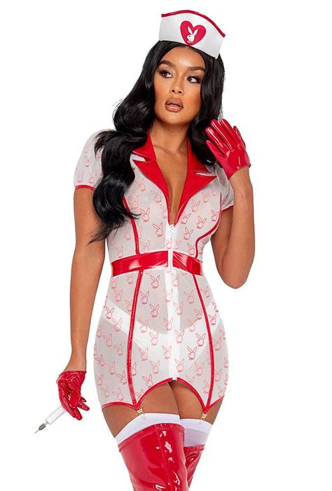 Sexy Womens White Red Naughty Nurse Costume