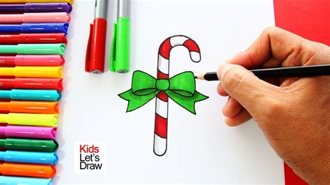 Cómo Dibujar Un Baston De Caramelo De Navidad How To Draw A Christmas