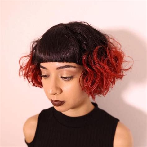 Brown And Red Curly Cropped Bob Short Bobs With Bangs Short Blonde
