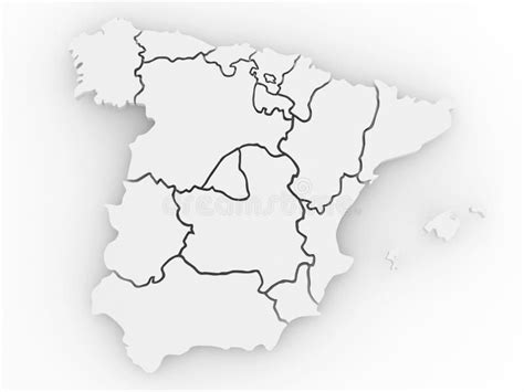 Three Dimensional Map Of Spain 3d Stock Illustration Illustration Of
