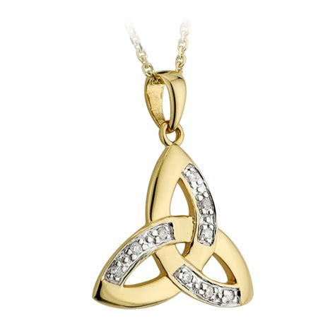 Celtic Pendant 14k Yellow Gold And Diamond Trinity Knot Pendant With