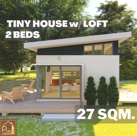 Modern Tiny House Plan With Loft Bedroom 25 Sqm Floor Etsy Pool