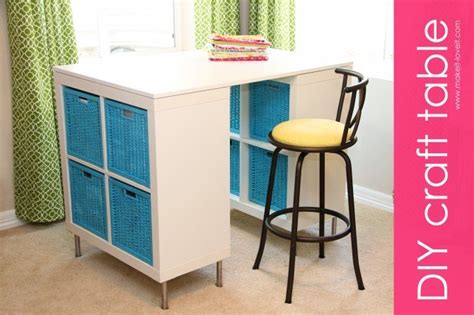 This is my second ikea craft table hack. Make a counter height Craft Table (from 2 shelves, a table ...