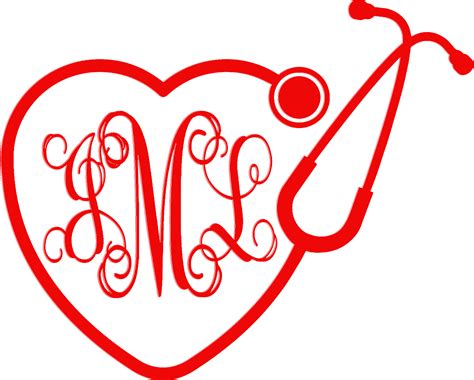 Monogrammed Heart Stethoscope Car Decal Clip Art Stethoscope Heart