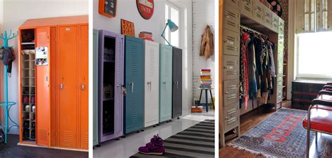 Tie the traditional schoolhouse furnishing to an attached powder room or bath by continuing a color scheme. Decorative Lockers For Home | Shelly Lighting