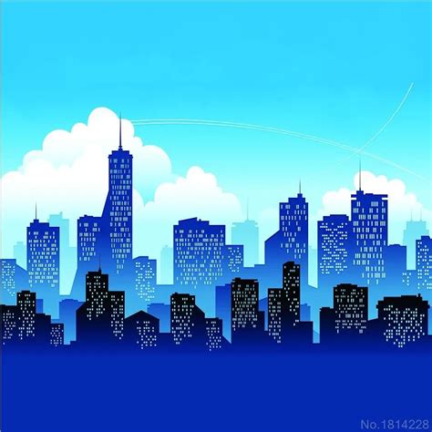 3x5ft Cityscape Skyscraper Cartoon Downtown City Buildings Clouds Blue