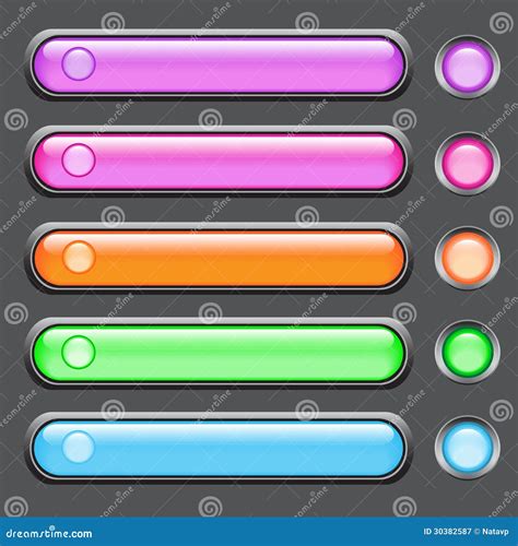 Vector Set Of Colored Glass Buttons Stock Vector Illustration Of