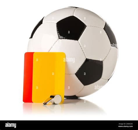 Soccer Sports Referee Yellow And Red Cards With Soccer Ball And Referee